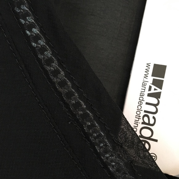 Gorgeous LA Made sheer black top with chain trim - Picture 3 of 7